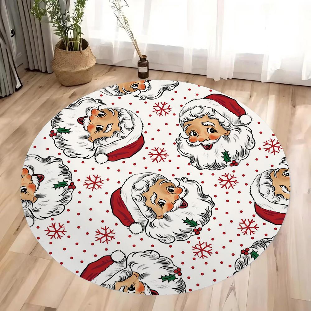 Merry Christmas Carpet Santa Claus Print Rug Living Room Kitchen Non-slip Rug Mat Doormat Outdoor Entrance Home Decoration