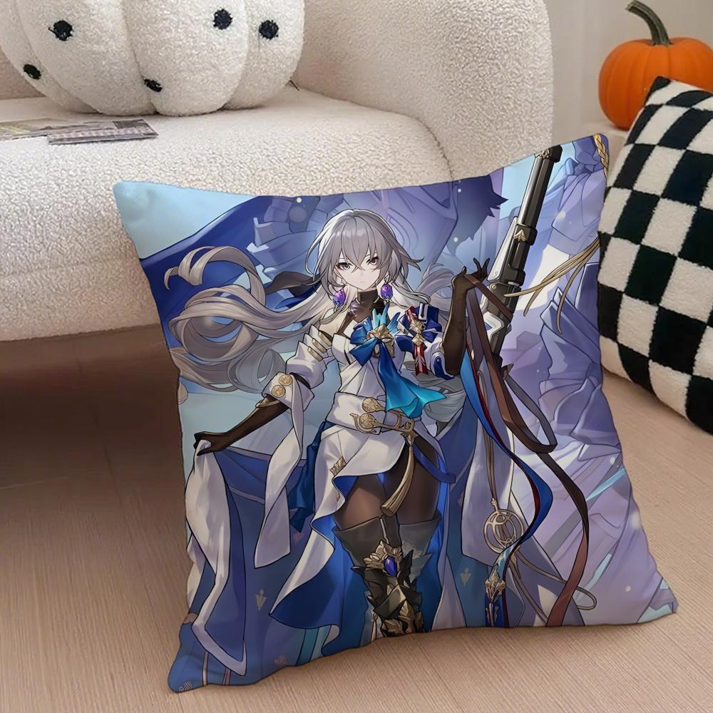 BBronya Star Rail Game Character Cushion Cover Throw Pillow Cover Hidden Button Durable Polyester Chair Cushion