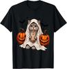 Halloween Cat Ghost Pumpkin Boba Tea Spooky Season T-Shirt