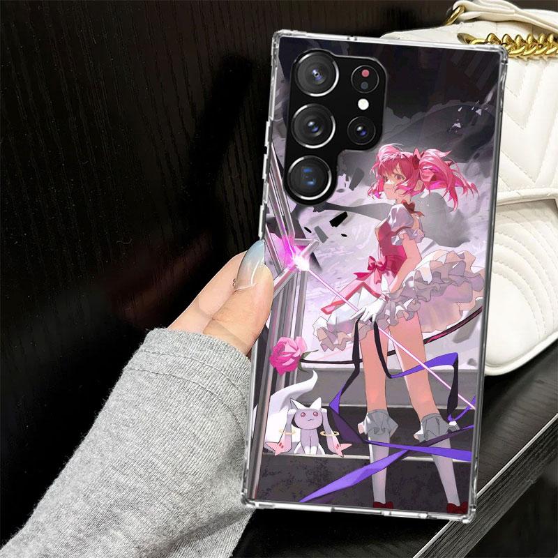 Madoka Magica Anime Case for Samsung Galaxy S25 S24 S23 S22 Ultra Soft Phone Cover S25 Edge S21 Plus S20 FE S10 + Black Cover