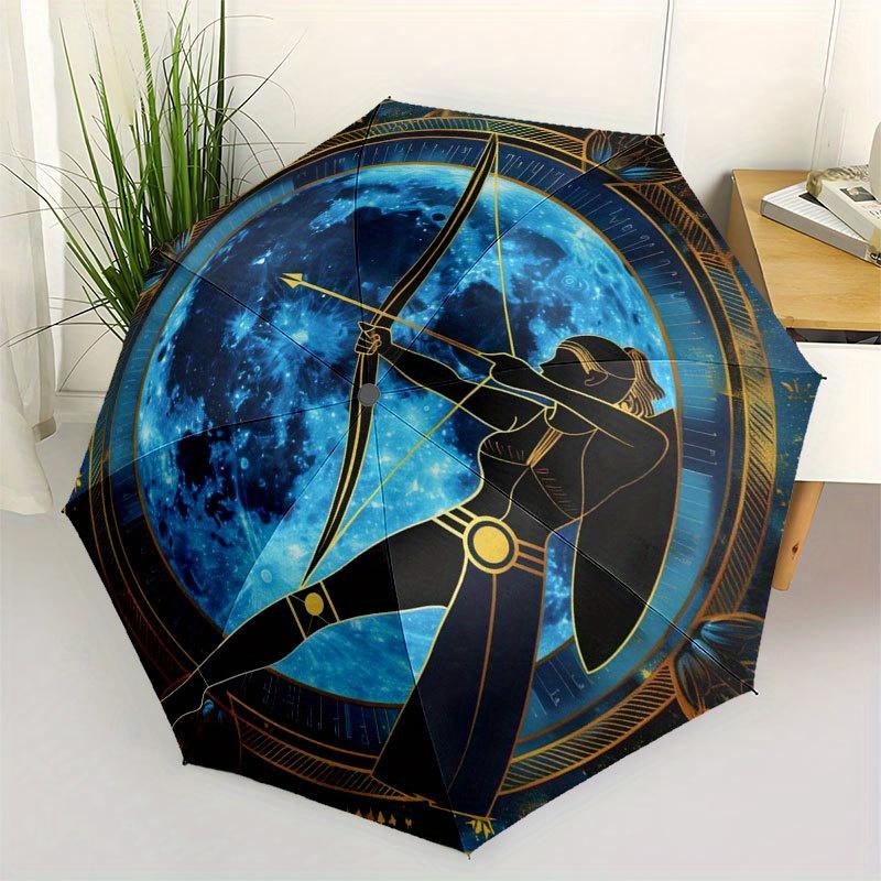 

Archery Moonlit Night Zodiac Art PrintUmbrella with Cute Design, Portable 3-Fold Compact Umbrella for Men & Women, Valentine s Day Mother s Day Hallow