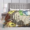 Süße T-Totoros Flanelldecken Cartoon Anime Lustige Überwurfdecken für Zuhause 125*100cm Tagesdecke,