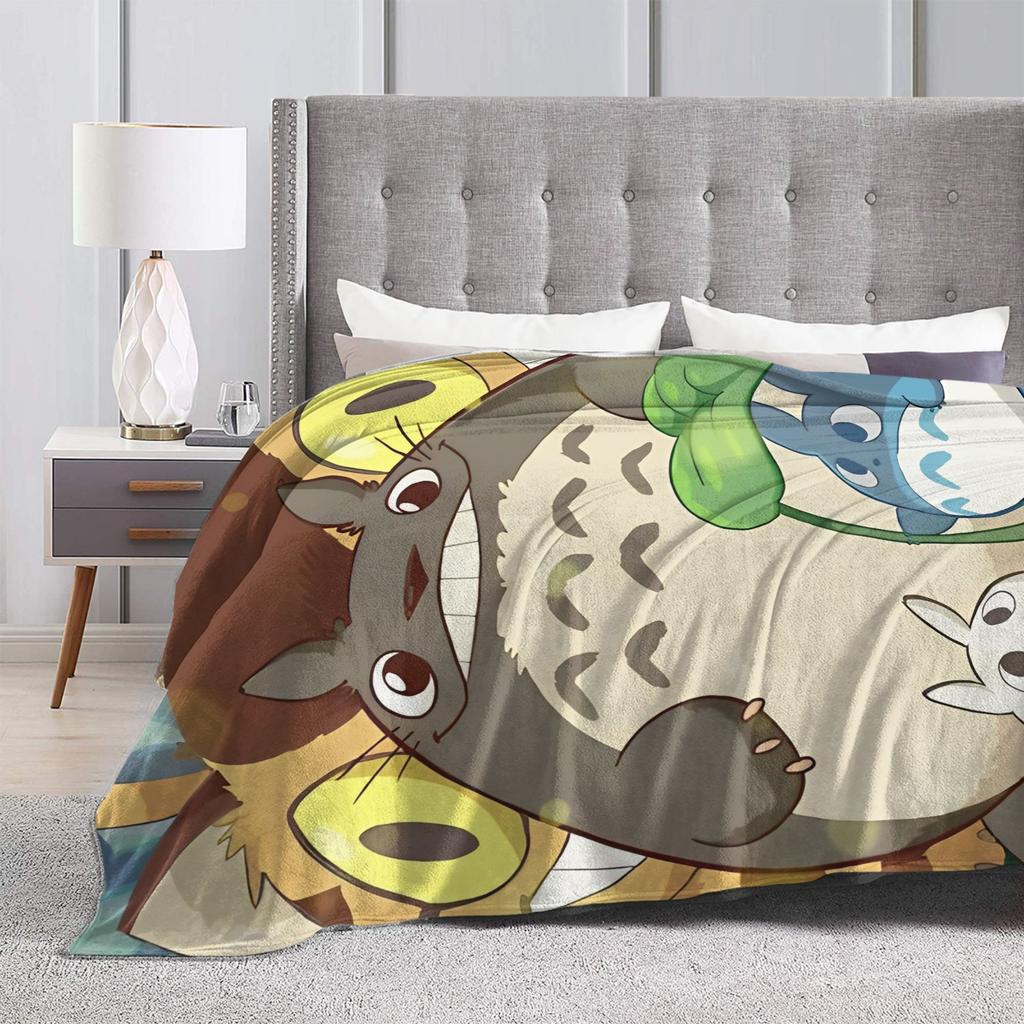 Süße T-Totoros Flanelldecken Cartoon Anime Lustige Überwurfdecken für Zuhause 125*100cm Tagesdecke,