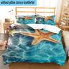 Ocean Starfish Shells 3pcs Bedding,Including 1pc Duvet Cover And 2pcs Pillowcases Perfect for Christmas,Ideal for Bedroom, Dormitory
