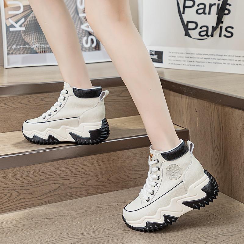 3761P inner height increase 7 leather dad shoes for women, spring new versatile thick soles