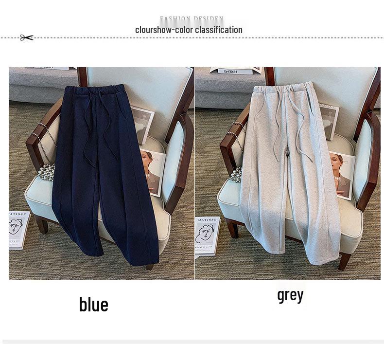 Extra Large Plus Size Women's High Waist Winter Casual Pants with Velvet, Loose Fit, 5137