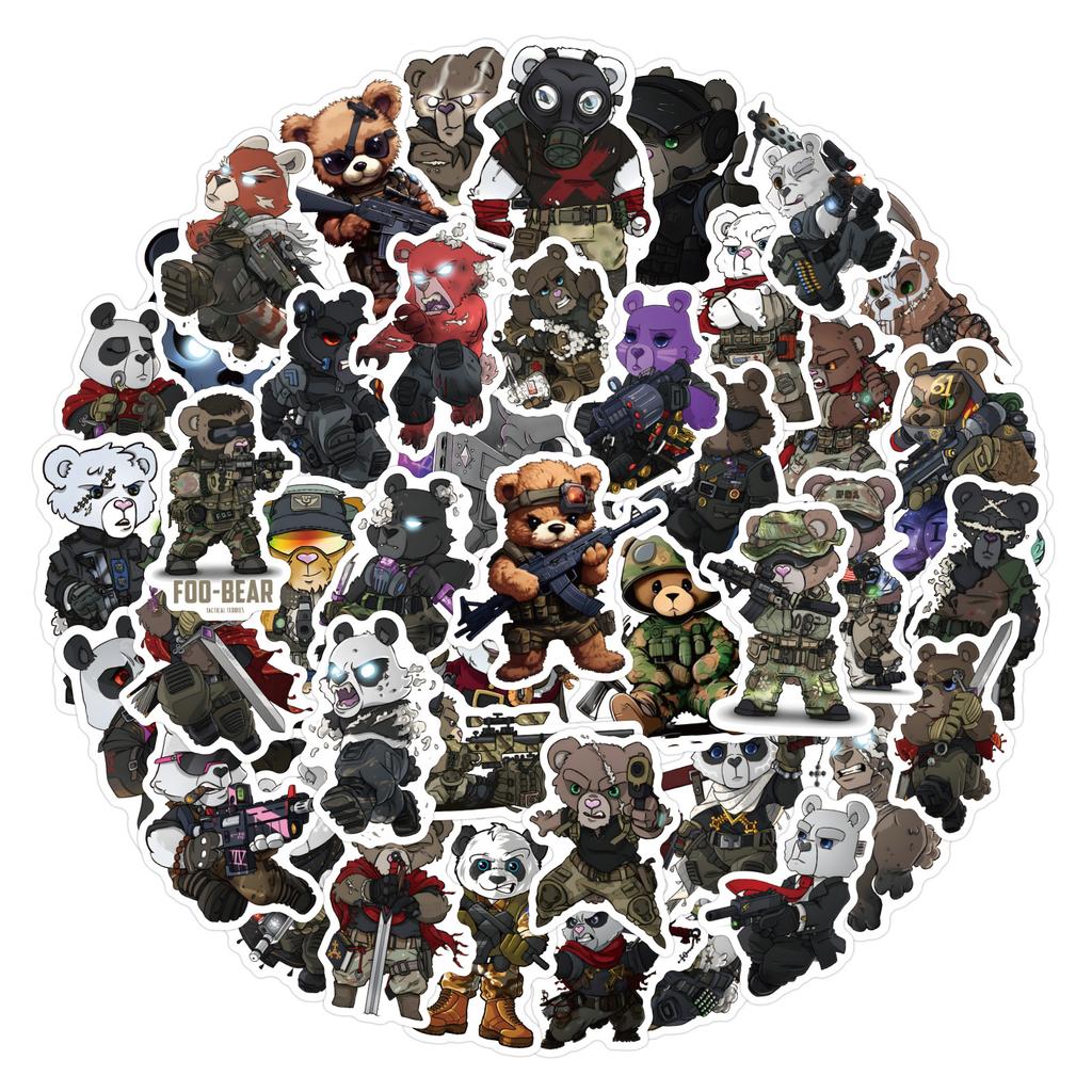 50 New Tactical Teddy Graffiti Stickers Decorate Suitcase Notebook Guitar Cartoon Stickers