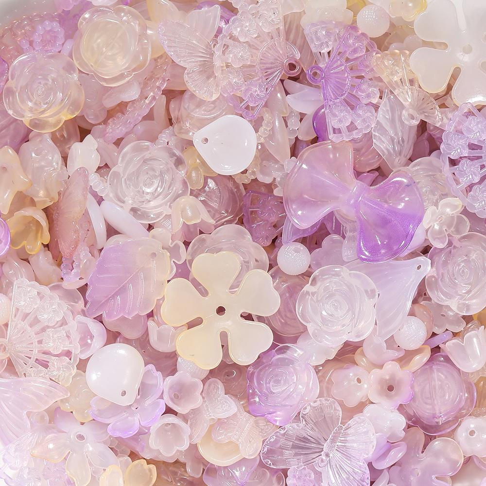 30g/Lot Colorful Mixed Butterfly Fan Acrylic Beads Spacer Loose Bead for DIY Necklace Bracelet Jewelry Making Accessories