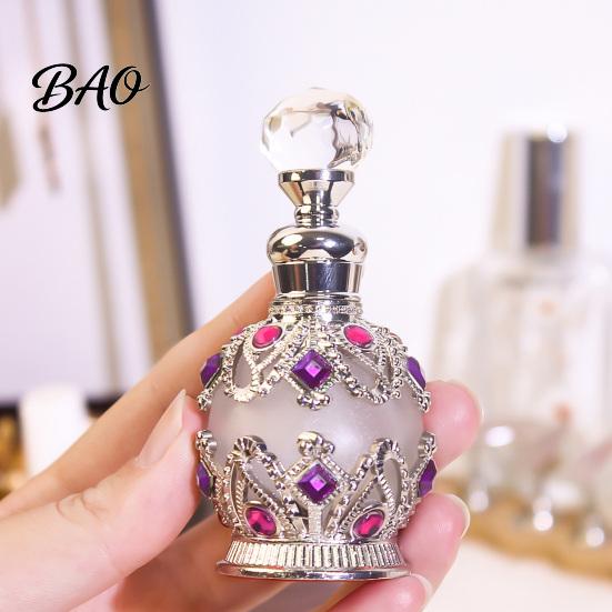 Empty Scent Container 15ML Vintage Luxury Refillable Perfume Bottle, Essential Oil & Fragrance Glass 15ml Bottle Dubai Arabian Style for Travel