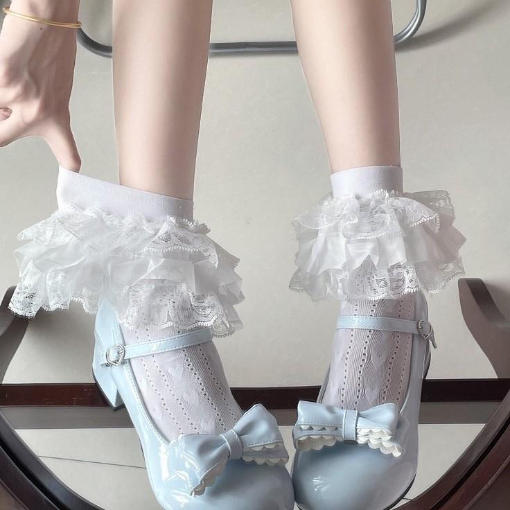 Lolita Socks Girls Short Tube Nylon Material With Friction Resistance For Autumn