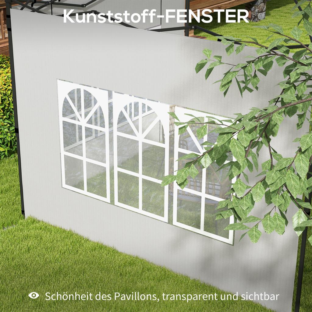 Gazebo Side Panels, Sides Replacement with Window for 3x3(m) or 3x6m Gazebo Canopy, 2 Pack, White