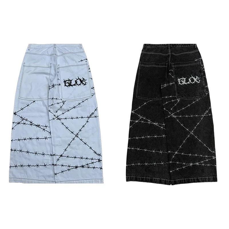 Jeans STREETRICH Y2k High Street Hip Hop Larghi a Gamba Larga Pantaloni Casual Pantaloni da Uomo Jeans Street Wear Pantaloni Stampati Stile Gotico