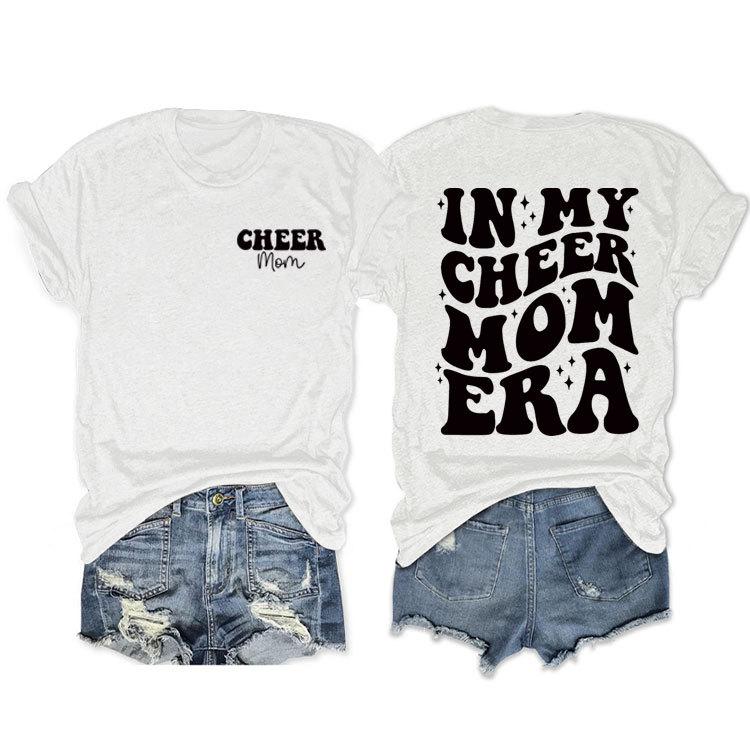 In my cheer mom era cheer mom crew neck casual T-shirt double-sided printing loose short sleeves