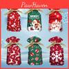 Christmas Holiday Gift Bags With Drawstring Ribbon Santa Design For Decorations
