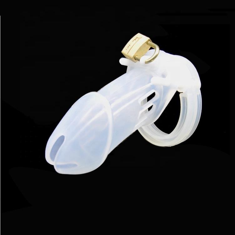 Sex Products Comfortable Durable Customized Male Chastity Device Silicon Control Cock Cage with 5 Sized Rings