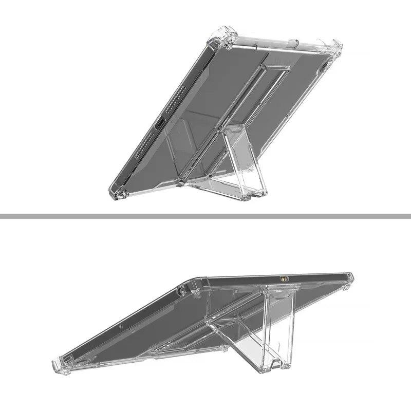 Transparente TPU-Rückseite mit Ständer für iPad 10.2 2021 2020 2019 (iPad 9. 8. 7. Generation) Stifthalter-Hülle 4 Stoßfeste Airbags
