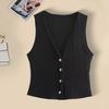 Vest Top for Women Vintage Tank Crop Top V Neck Button Down Waistcoat Retro Casual
