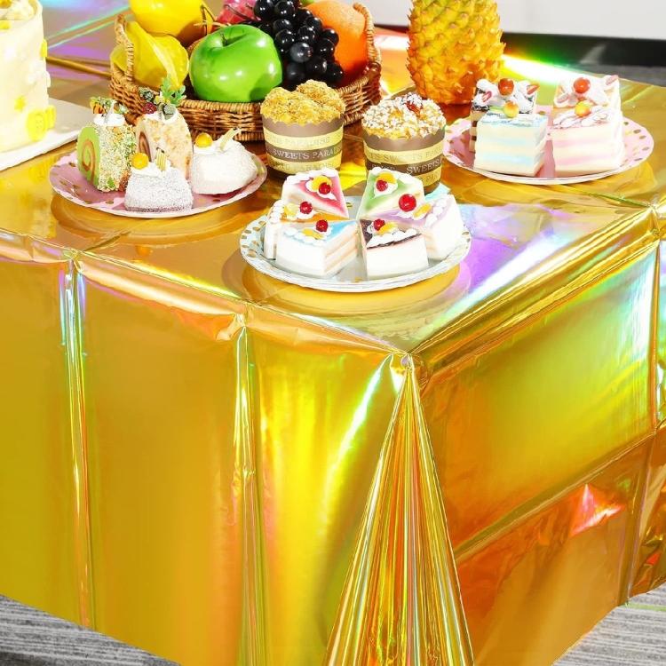 Color Changing Aluminum Film Tablecloth Disposable Water Resistant Stains Resistant For Instants Party Setups And Decoration