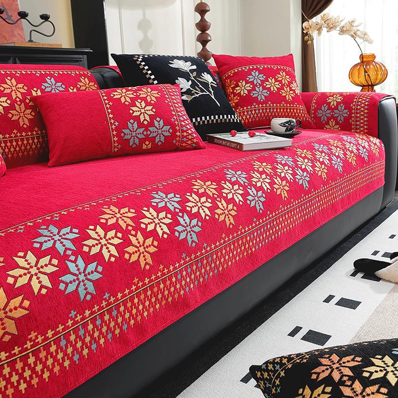 Light luxury sofa cushion advanced sense 2025 new straight row seat cushion three people and one princess anti-cat scratch cover cloth towel cover