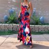 Spring and Summer Cross New European and American Women's Clothing Spice Girls Backless Cross Sexy Printed Suspender Dress Women