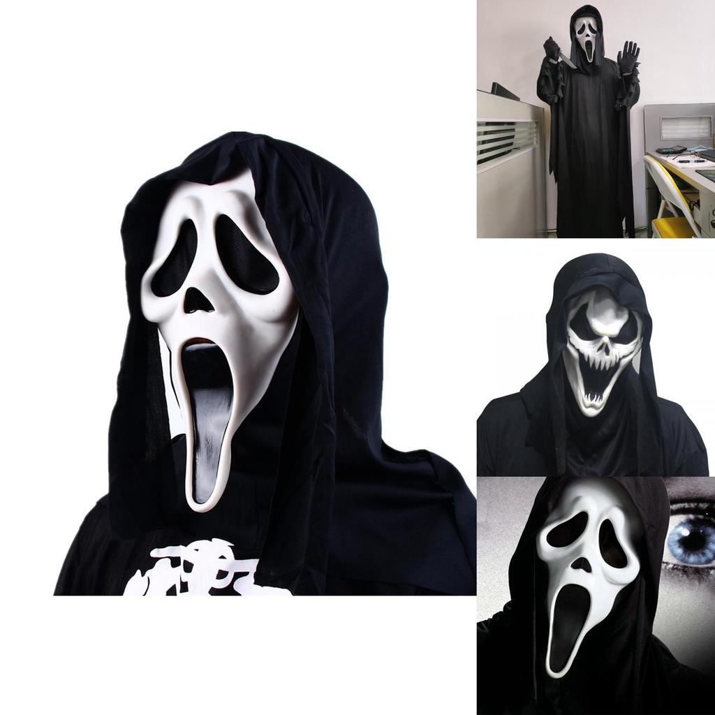 Set Costume Viso da Fantasma per Adulti per Festa di Halloween Materiale di Qualità e Design Unico!