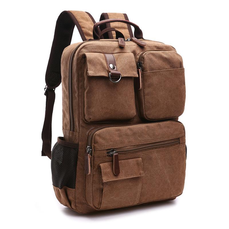 TS JYL laptop bag,Canvas Backpack Vintage Large Travel Student Laptop Bag