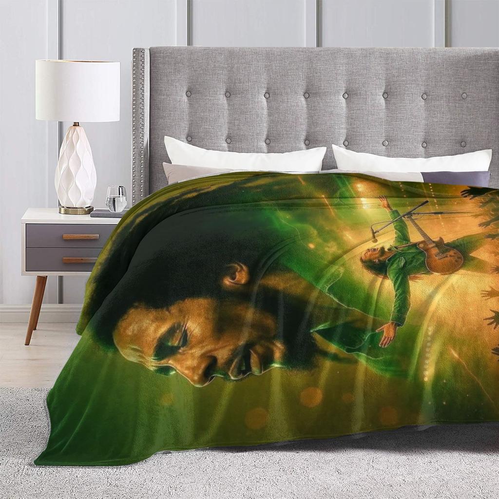 Bob Marley Blanket Reggae Music Fuzzy Vintage Warm Throw Blanket for Bedding Lounge Textile Decor,