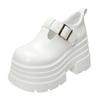 Fashion 2025 Women's High Platform Leather Shoes New Spring 8CM Heels Chunky Sneakers Female Lace-up Buckle Loafers Walking Shoes Woman
