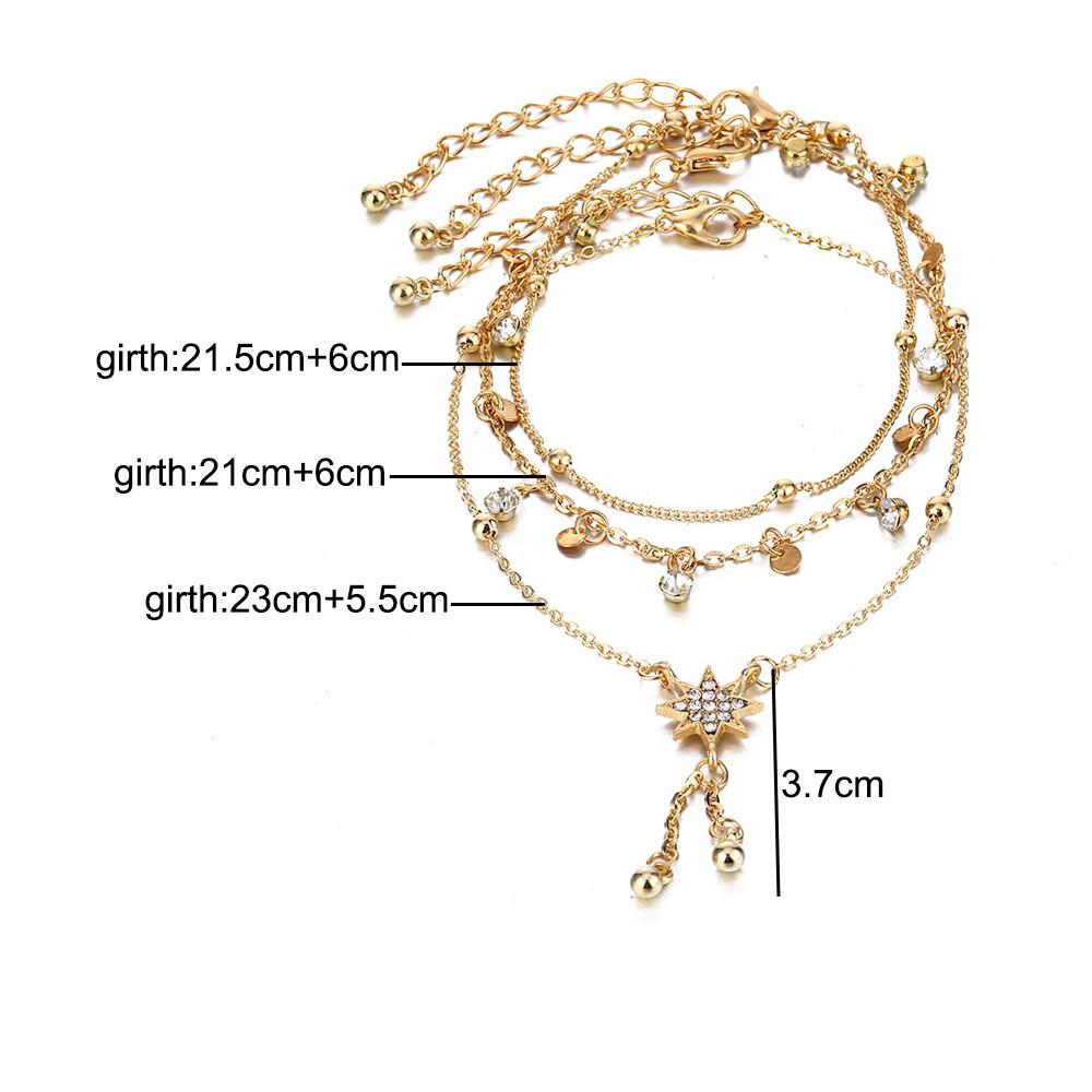 Bohemian Women Star Tassel Classic Beads Chain Anklets Set Simple Fashion Summer Beach Party Jewelry