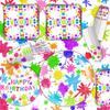 Graffiti-Themed Party Supplies Slime Party Decoration Banner Pull Flag Disposable Tableware Paper Plates Tissue