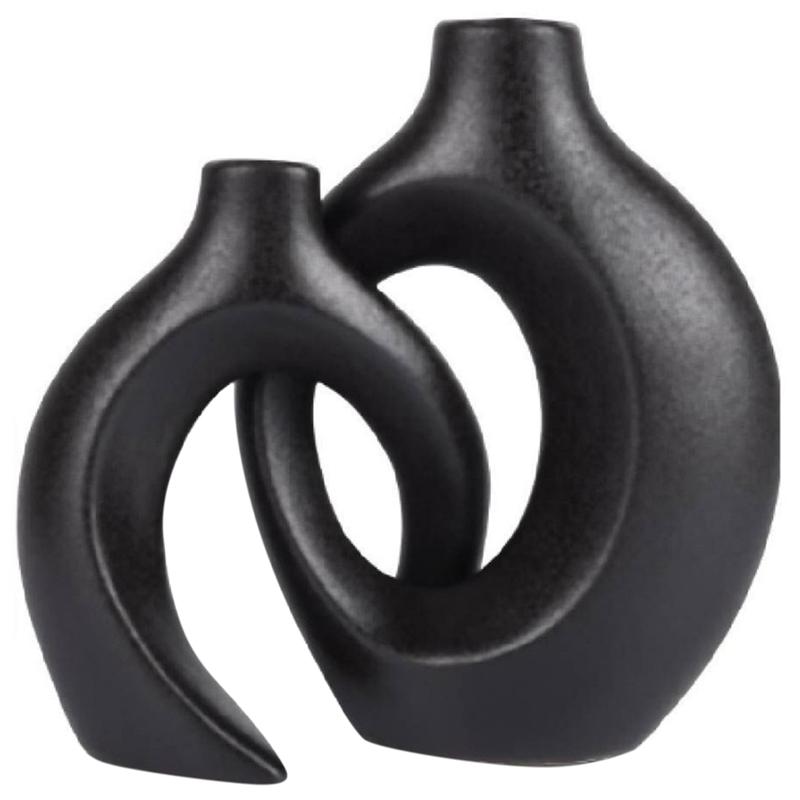 Hug Nordic Style Flower Arrangement 2-Piece White Vase Simple Flower Ornament Set High-End Design