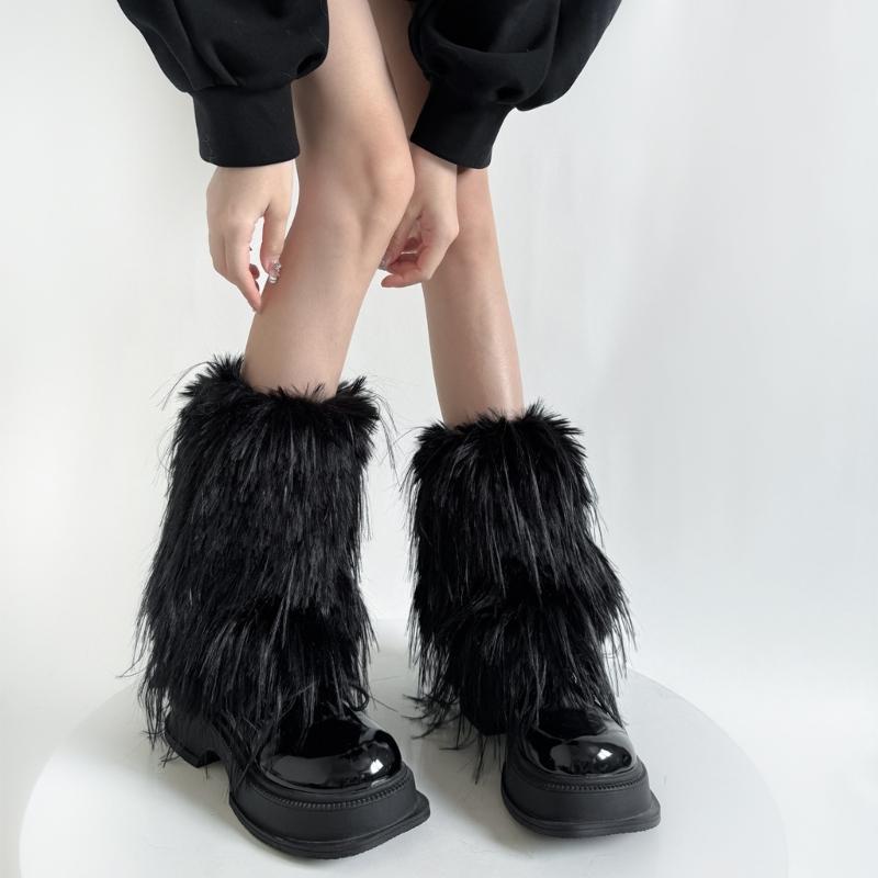 Women's Thick Fuzzy Leg Warmers Soft Plush Boot Covers Toppers for Costume Parties Winter Fashion Accessory Leg Gaiters
