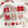 24Pcs/Box Creative Red Apple Resin Nail Charms Fruit Flatback Nail Art Slices Sweet Accessories For Diy Nail Art Decorations