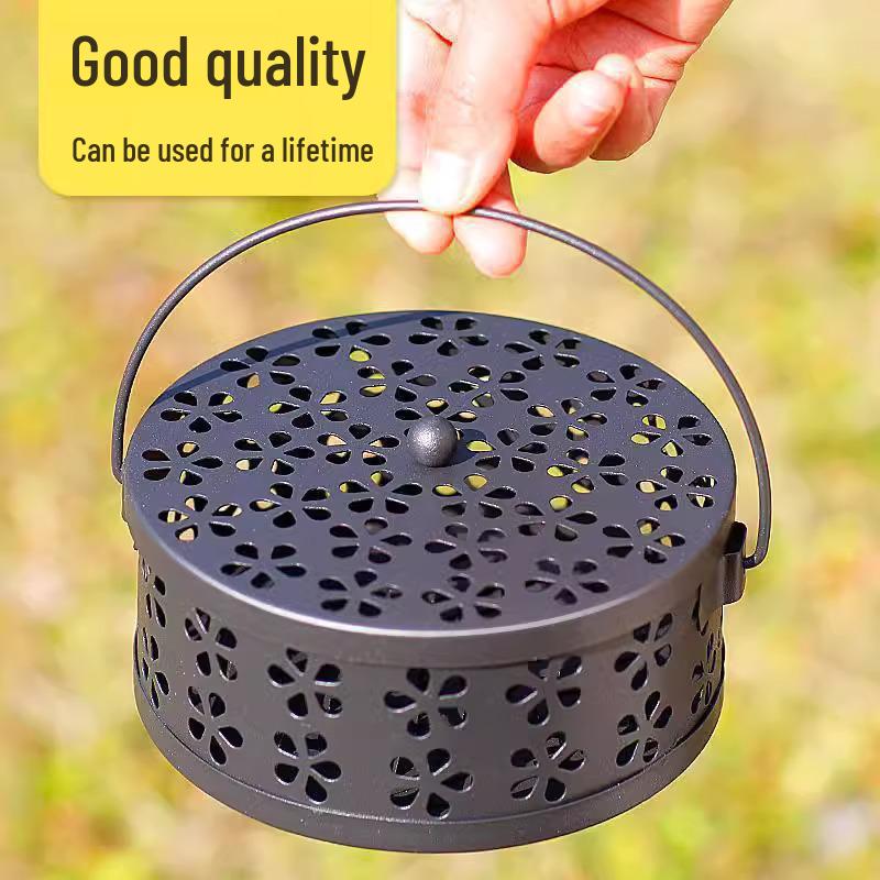 Fireproof Stainless Steel Mosquito Coil Holder with Lid and Ash Catcher