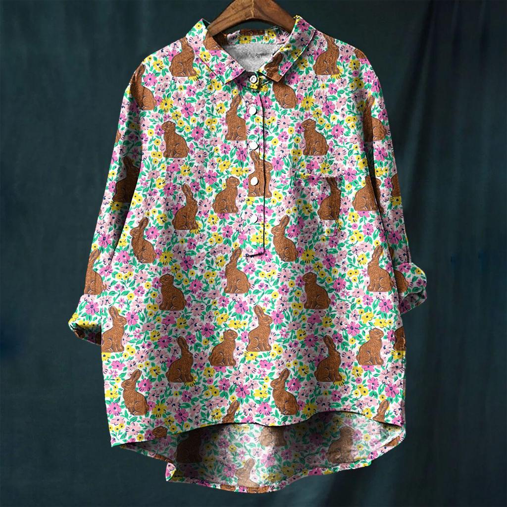 2025 European & American Casual Holiday Long-Sleeve Hawaiian Print Shirt