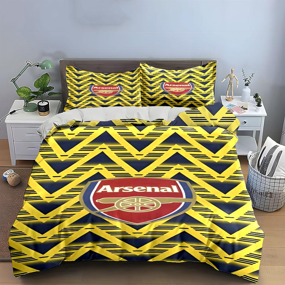 Galones amarillos, emblema del Arsenal. Juegos de cama Juegos de fundas nórdicas Fundas nórdicas Fundas de almohada(1 * Funda de edredón 2 * Fundas de almohada sin relleno de edredón)