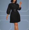 2024 Pure Color Lace Hollow Pleated Women's Dress - European and American Style