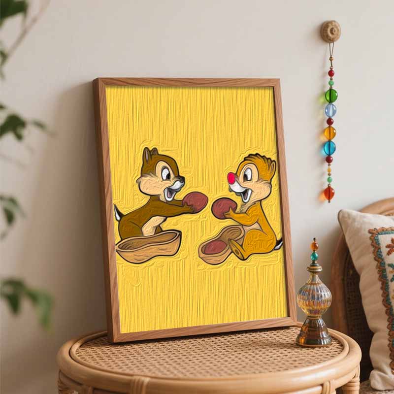 Disney Chip 'n Dale Oil Paint by Numbers Painting Kit Handmade Diy Home Decor Gifts Wall Art Canvas Painting for Living Room Decor