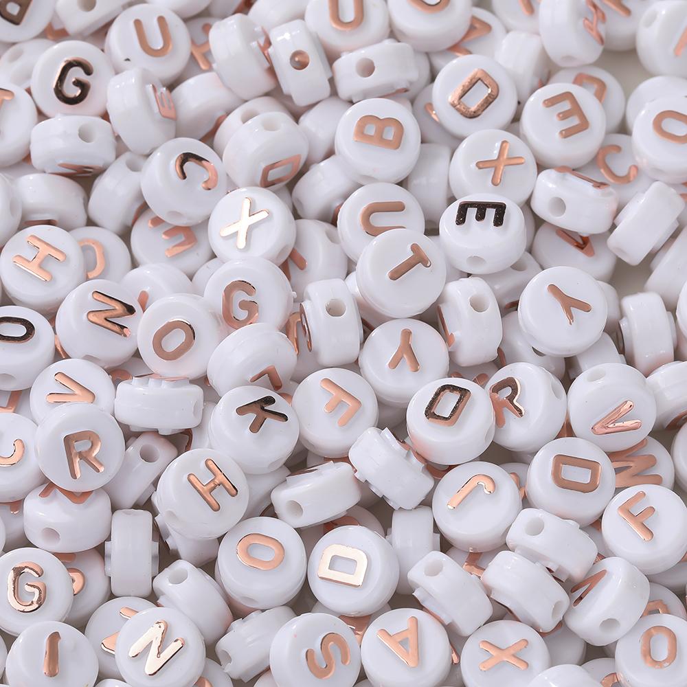 30pcs 6*10mm Mixed Acrylic Letter Beads Round Spacer Loose Beads for DIY Necklace Bracelet Earring Jewelry Making Accessories