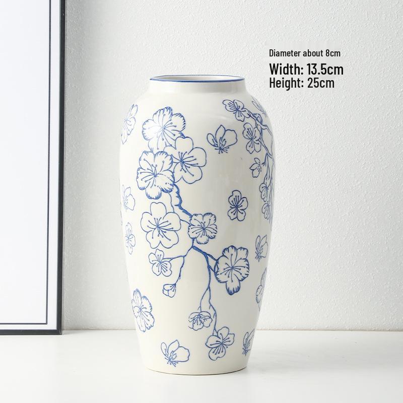 Blue & White Retro Porcelain Vase - Luxury Ceramic Home Decor