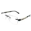 RSINC Unisex Rimless TR90 Frame/Eyeglass/Spectacle/Optical for (Black Off White | 52-18-140 | BR - 2 PR Black Off White | BR 2