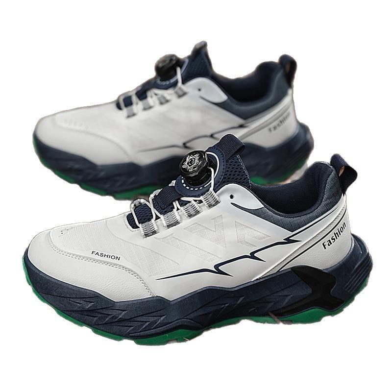 Fashion four seasons new thick-soled rotating buckle outdoor hiking shoes non-slip and comfortable men's sports shoes