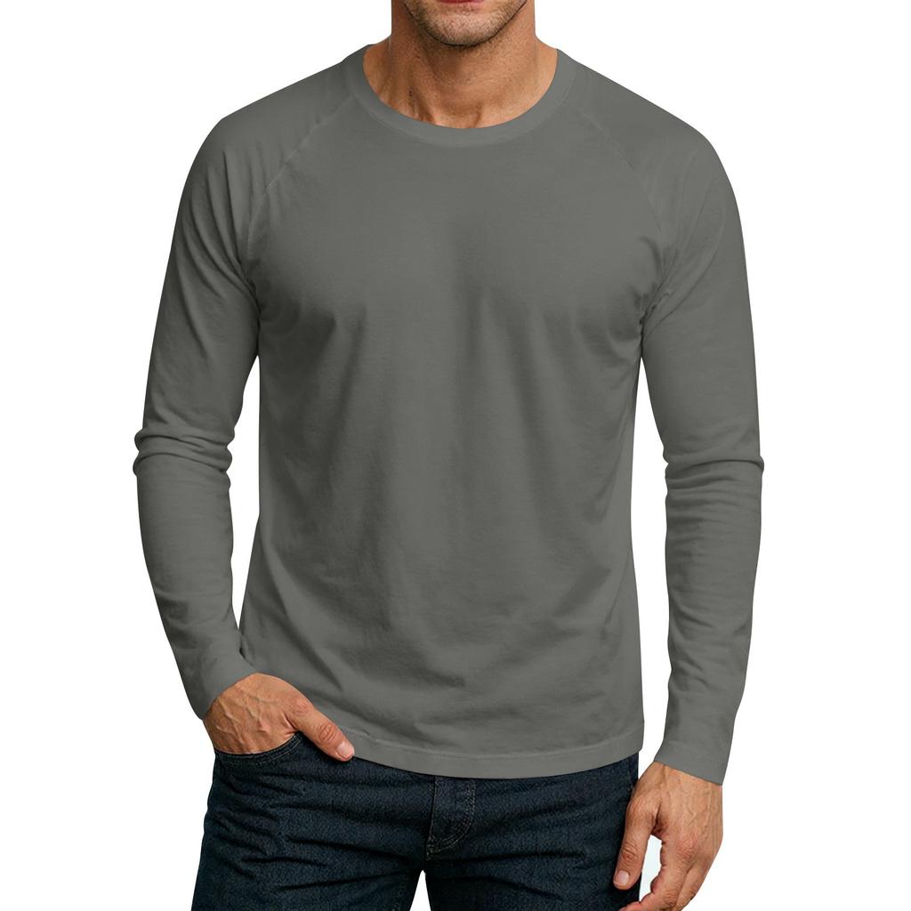 Men's Round Neck Plunger Long Sleeve T-Shirt Top