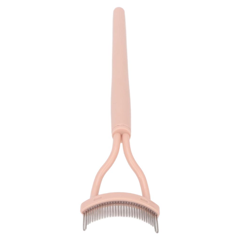 Eyelash Comb Arc Stainless Steel Teeth Eyelash Separator Mascara Applicator Tool with Comb Cover Pink Straight Handle