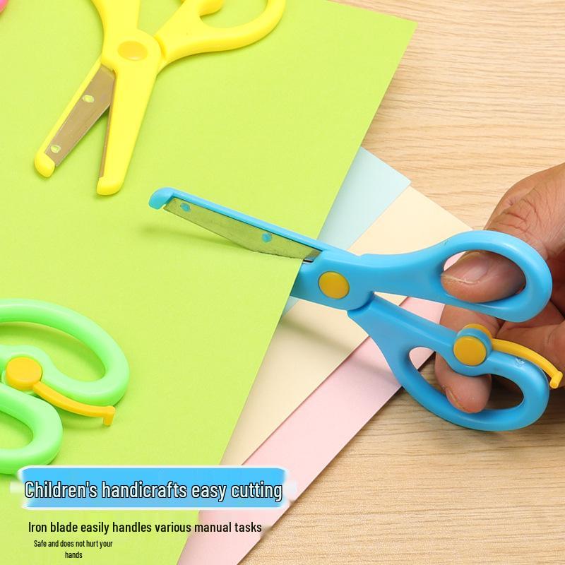 Children's Safety Scissors - Colored, Round-Head, Metal with Plastic Handles for Kindergarten Crafts.
