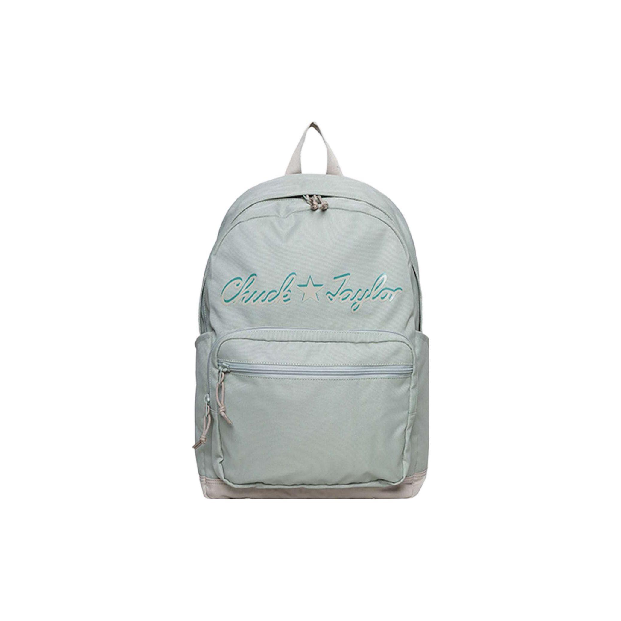 Converse Go 2 Logo Print Zipper Closure Polyester Backpack Large Unisex Backpack Green-Bean 10023805-A11 Mung Bean Sand