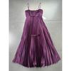 Old Beauty Single Lu * H Style Creased Pleat Big Hemline Sling Dress Temperament A Word High-End Satin Long Dress