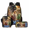 Kids Cartoon Backpack Set With Lunch Bag Pencil Case Ergonomic School Grade 1-2 Students Oxford Fabric Breathable