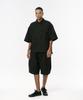 Codemorph Linen Texture Cotton Utility Short Sleeve Shirt Jacket Black