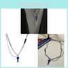 Hip Hop Blue Key Pendant Necklace With Multilayer Chain For Men And Women